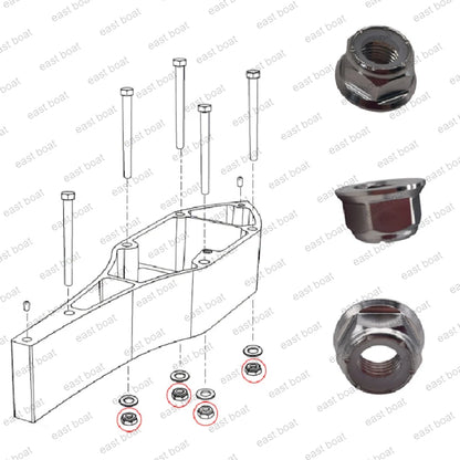 Nut 7/16-20 for Mercruiser Alternator & Sea Water Pump (11-859135, 817618)