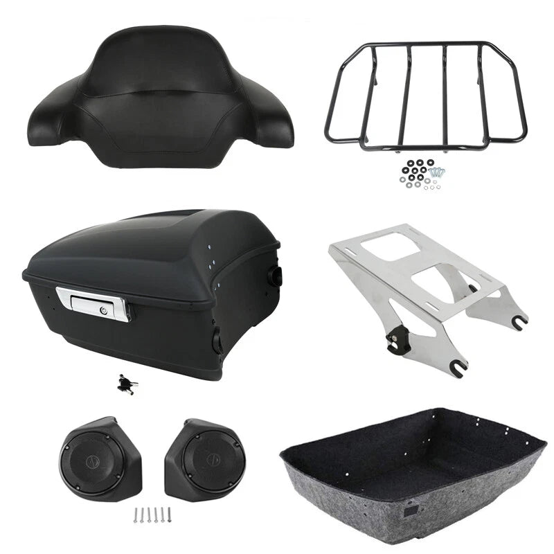 Matte Black Trunk Pad Rack Speakers for Harley CVO Road Glide (2014–2026)