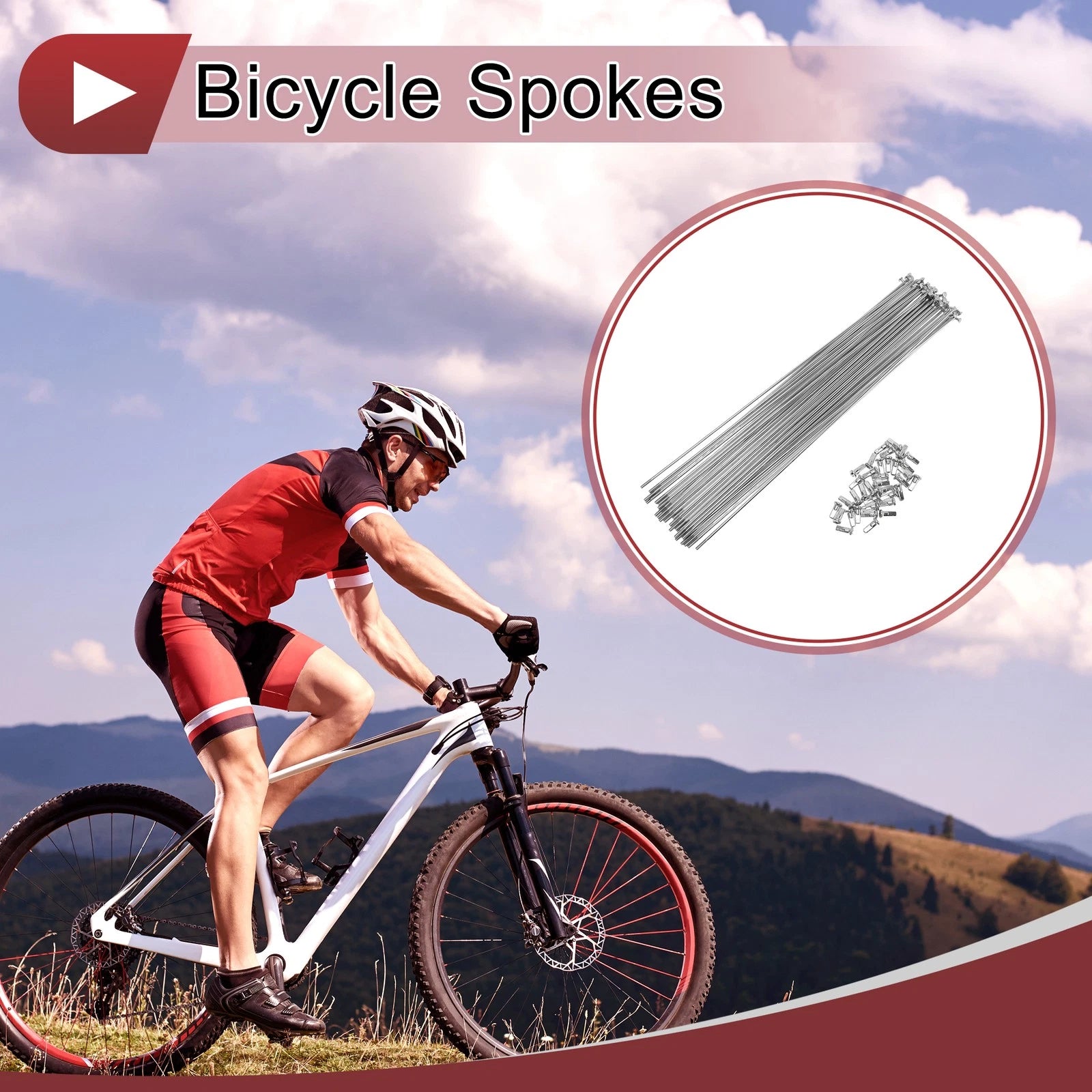 Bicycle Spokes 289mm Steel Galvanized for 36Set 12G Wheel Replacement