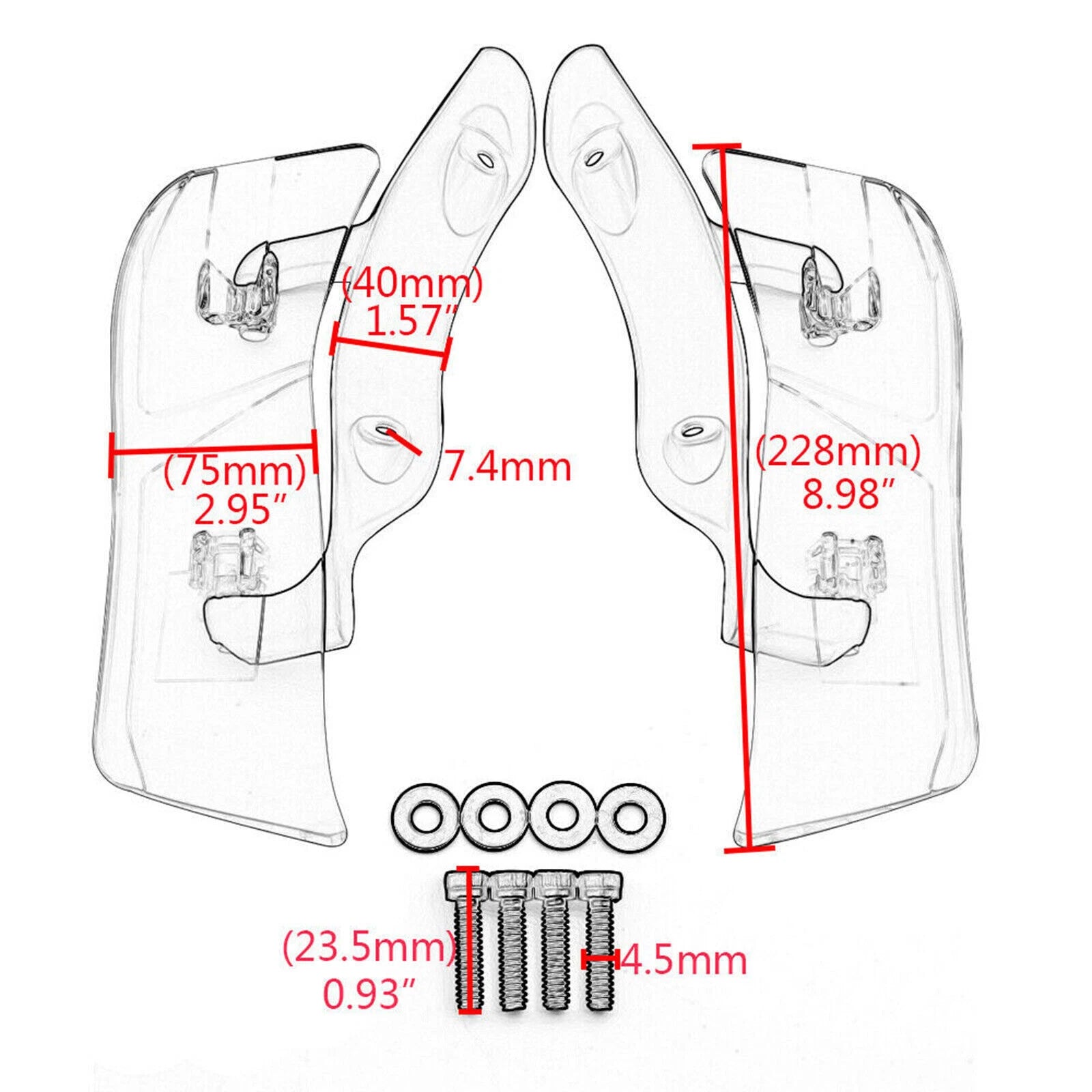 Adjustable Upper Fairing Side Wind Air Deflector for Road Glide (2015–2020) Smoke T9