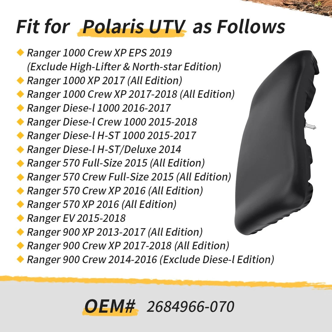 Driver Side Seat Bottom for Polaris Ranger XP 1000 (2017–2019)