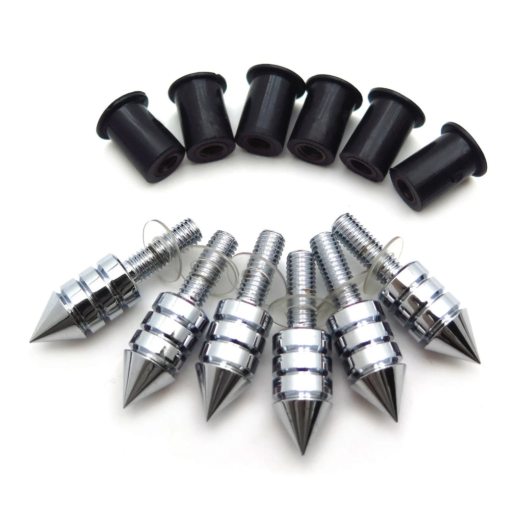 Chrome Spike Bolts for Windscreen Fairing License Plate Mounting (Universal)