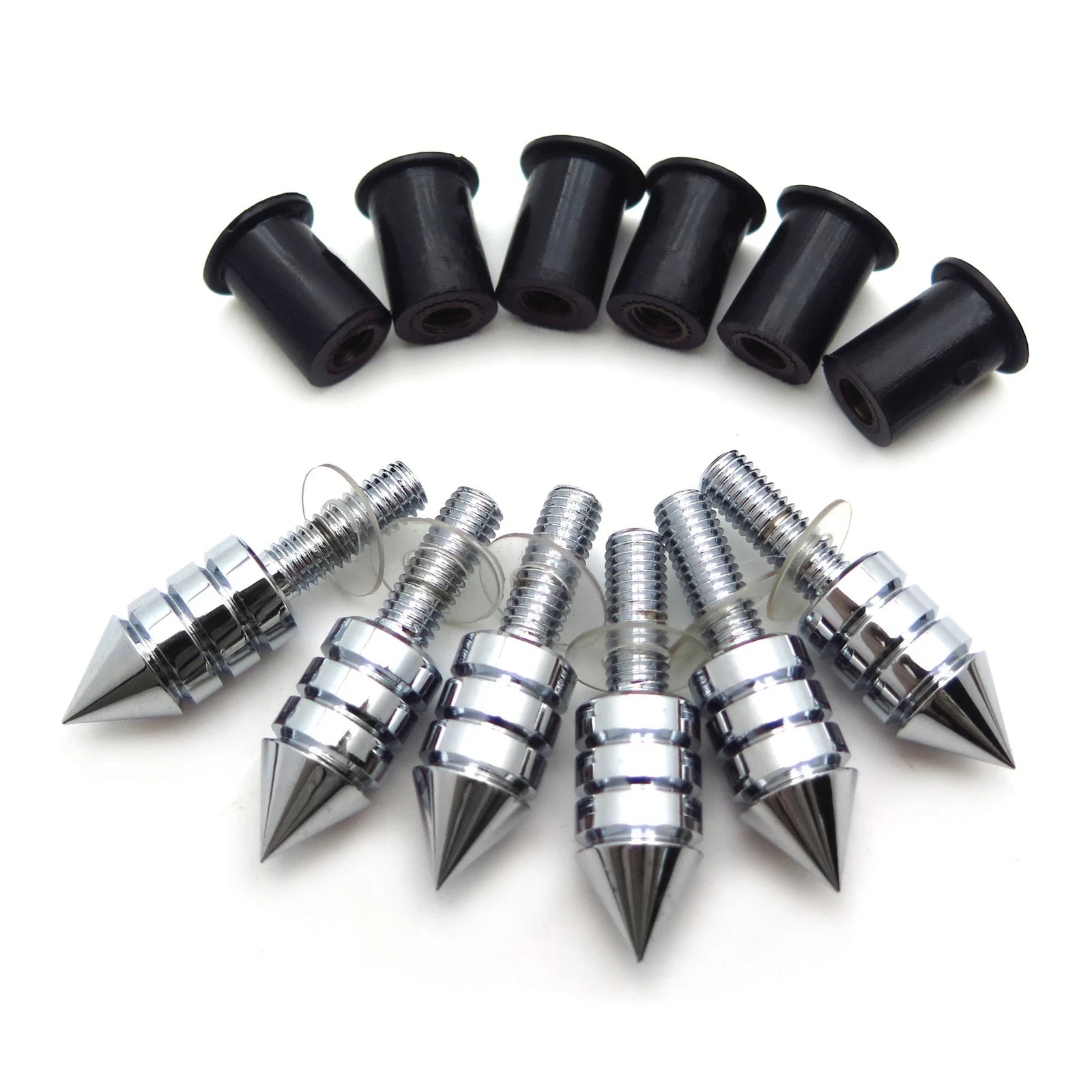 Chrome Spike Bolts for Windscreen Fairing License Plate Mounting (Universal)