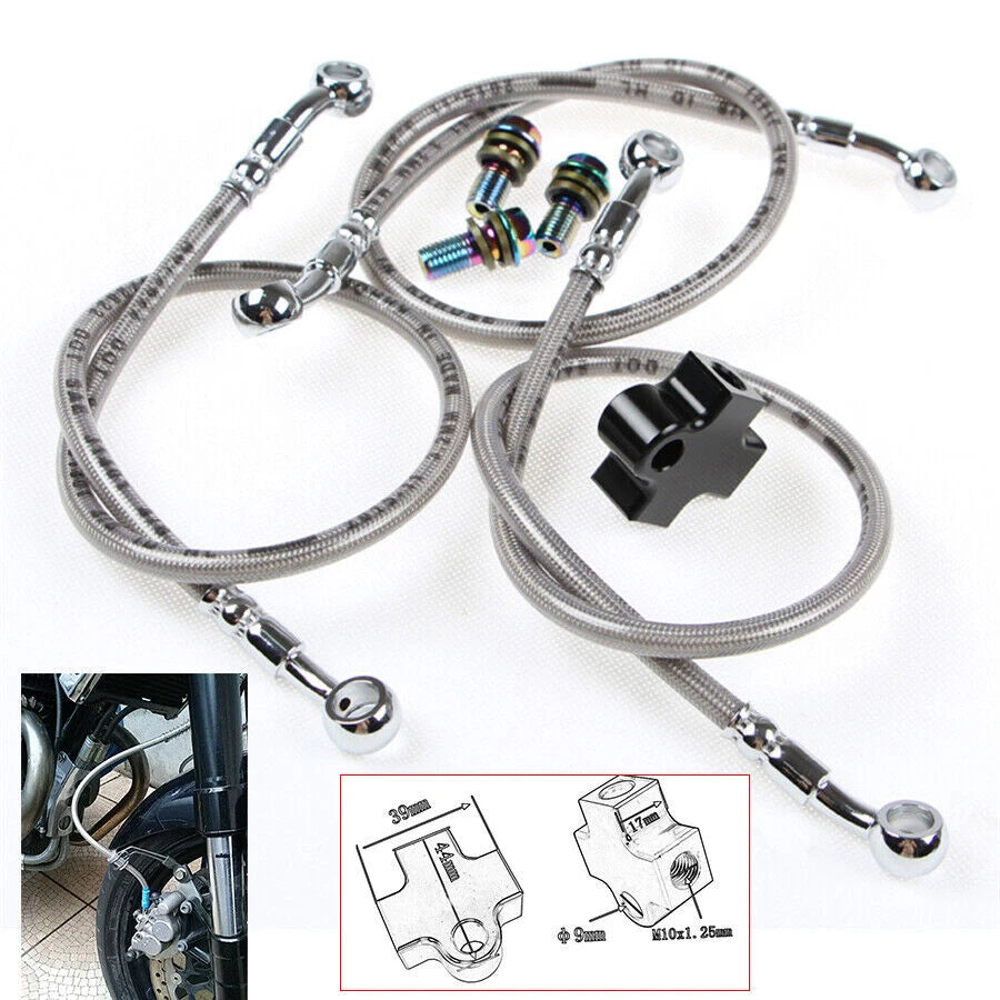 3-Way Hydraulic Brake Hose Pipe Tee Connector for Universal Motorcycle