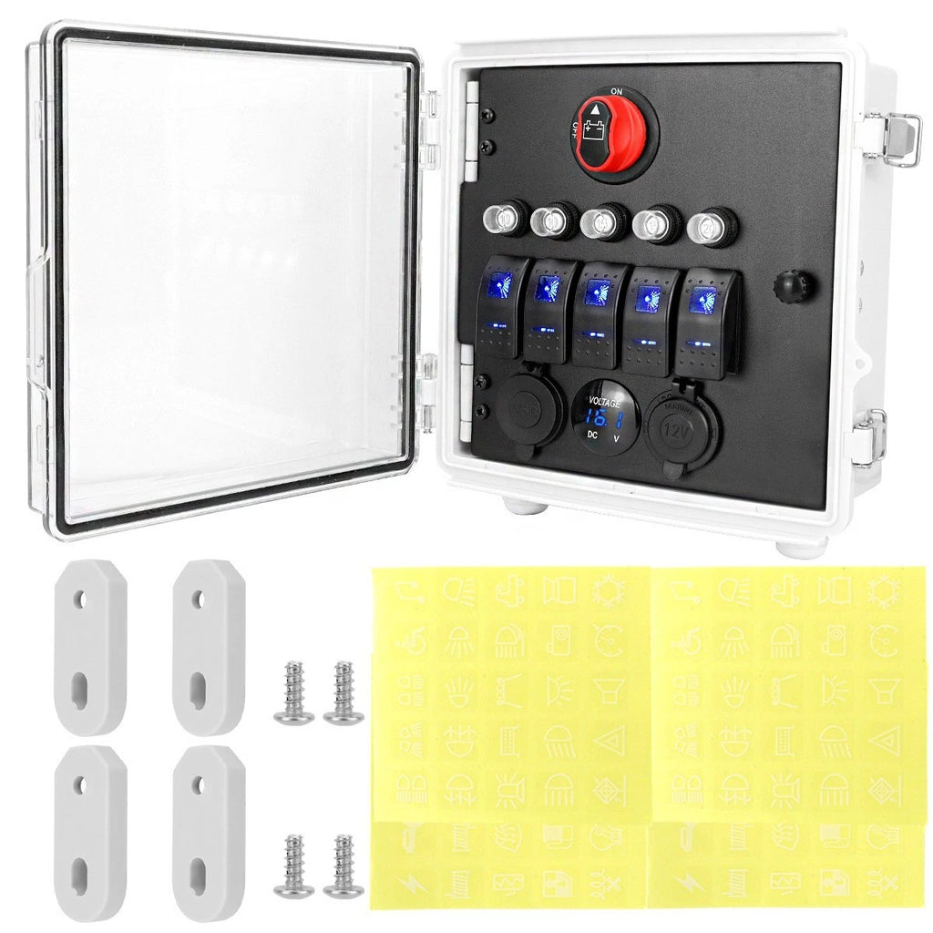 Marine Electrical Panel 12V Toggle Switch for Boats (12cm Depth, 22.5cm Height, 23.5cm Width)
