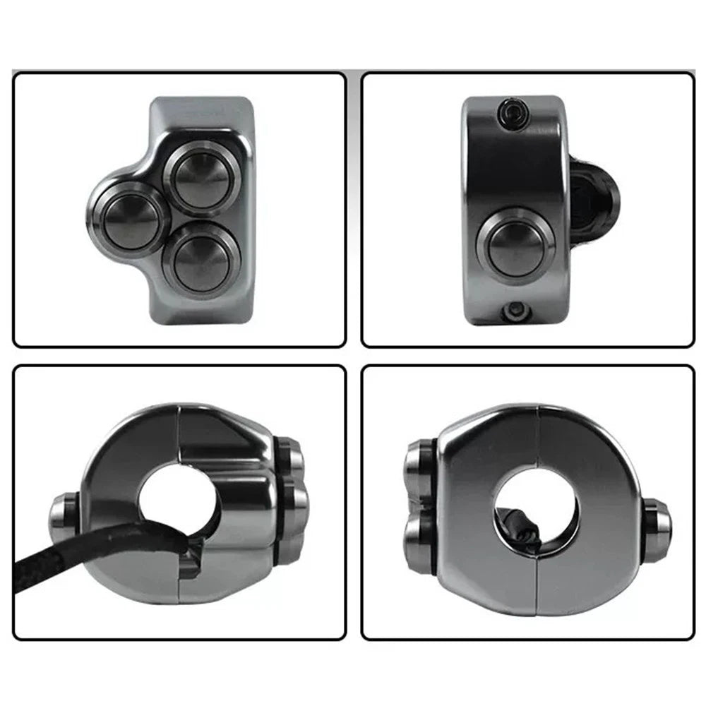 22mm Silver Universal Motorcycle Handlebar Switch with 4 Function Control