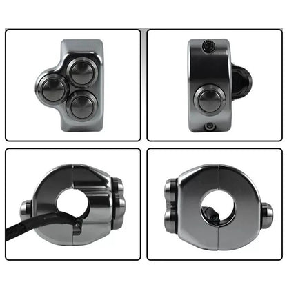 22mm Silver Universal Motorcycle Handlebar Switch with 4 Function Control