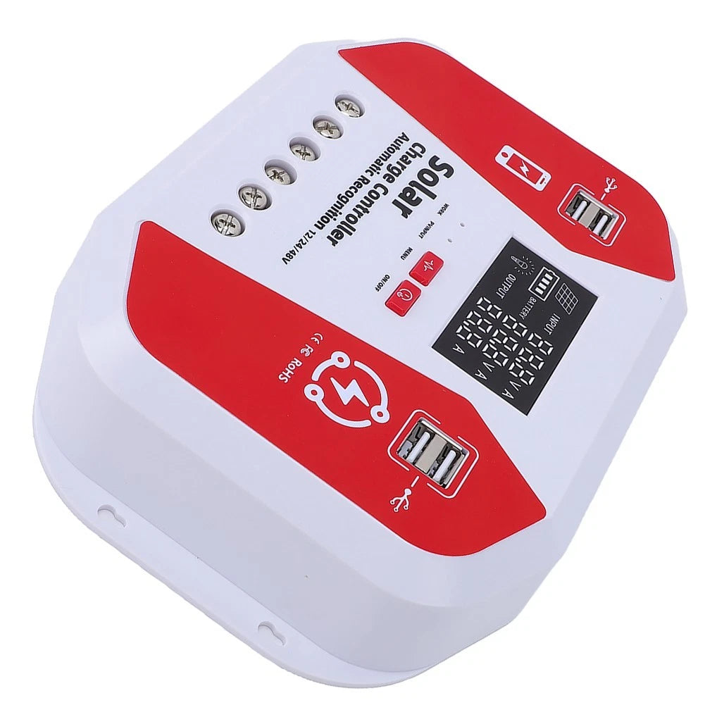 60A Solar Charge Controller for 12V 24V 36V 48V Systems with LCD Display