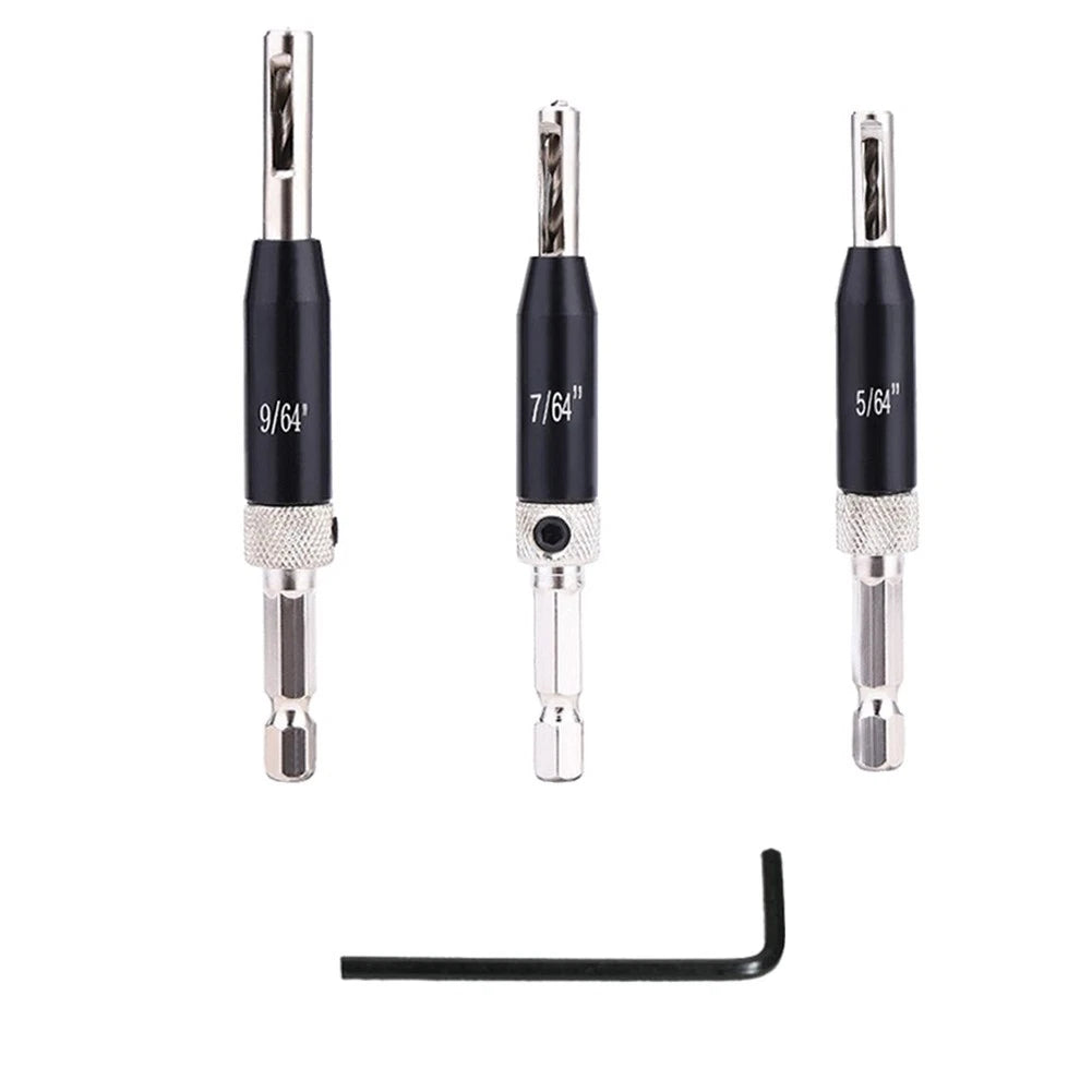 3X Hinge Drill Bits Set for Easy Installation