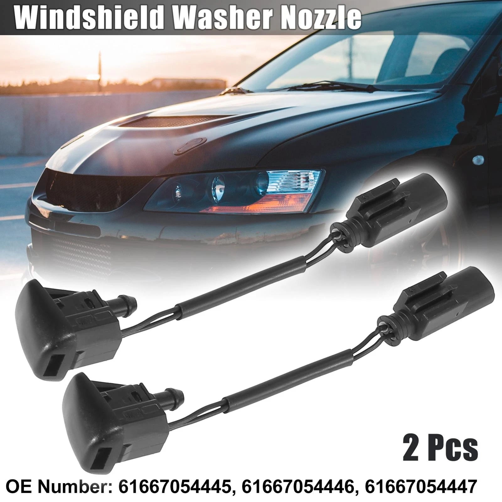 2PCS Windshield Washer Nozzles Spray Jet Replacement for BMW 6 Series (2004-2010)