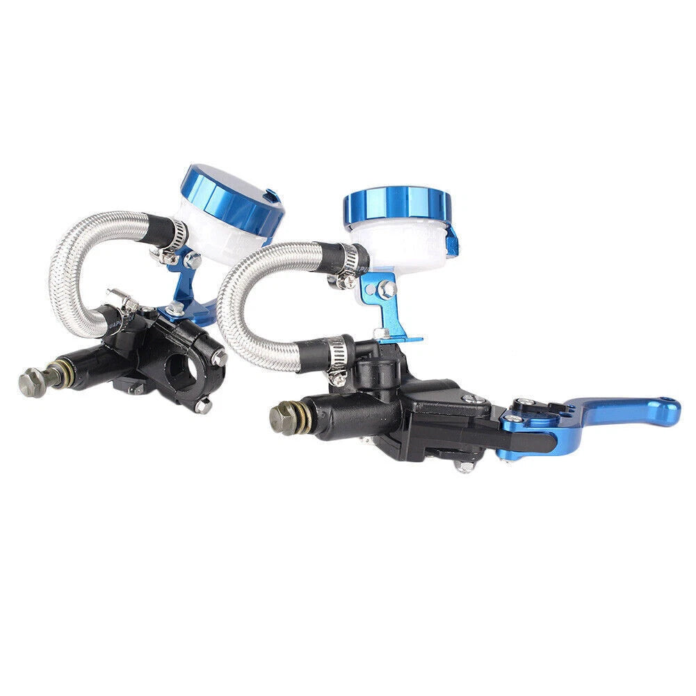 Universal Blue Clutch Brake Levers Master Cylinder Reservoir 7/8"
