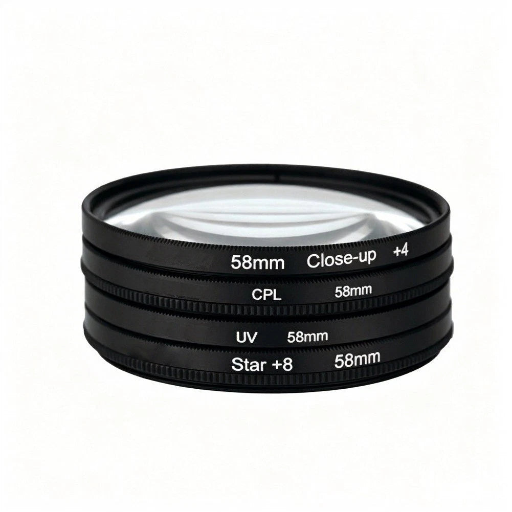 Glass CPL UV Close Up Star 8 Filter Kit for DSLR Camera Lenses (40.5MM-77MM)