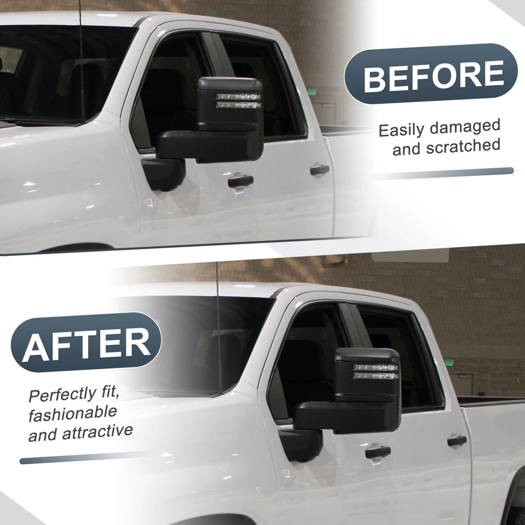Rearview Mirror Cover Cap Set Black for Chevrolet Silverado for GMC (2014–2022)
