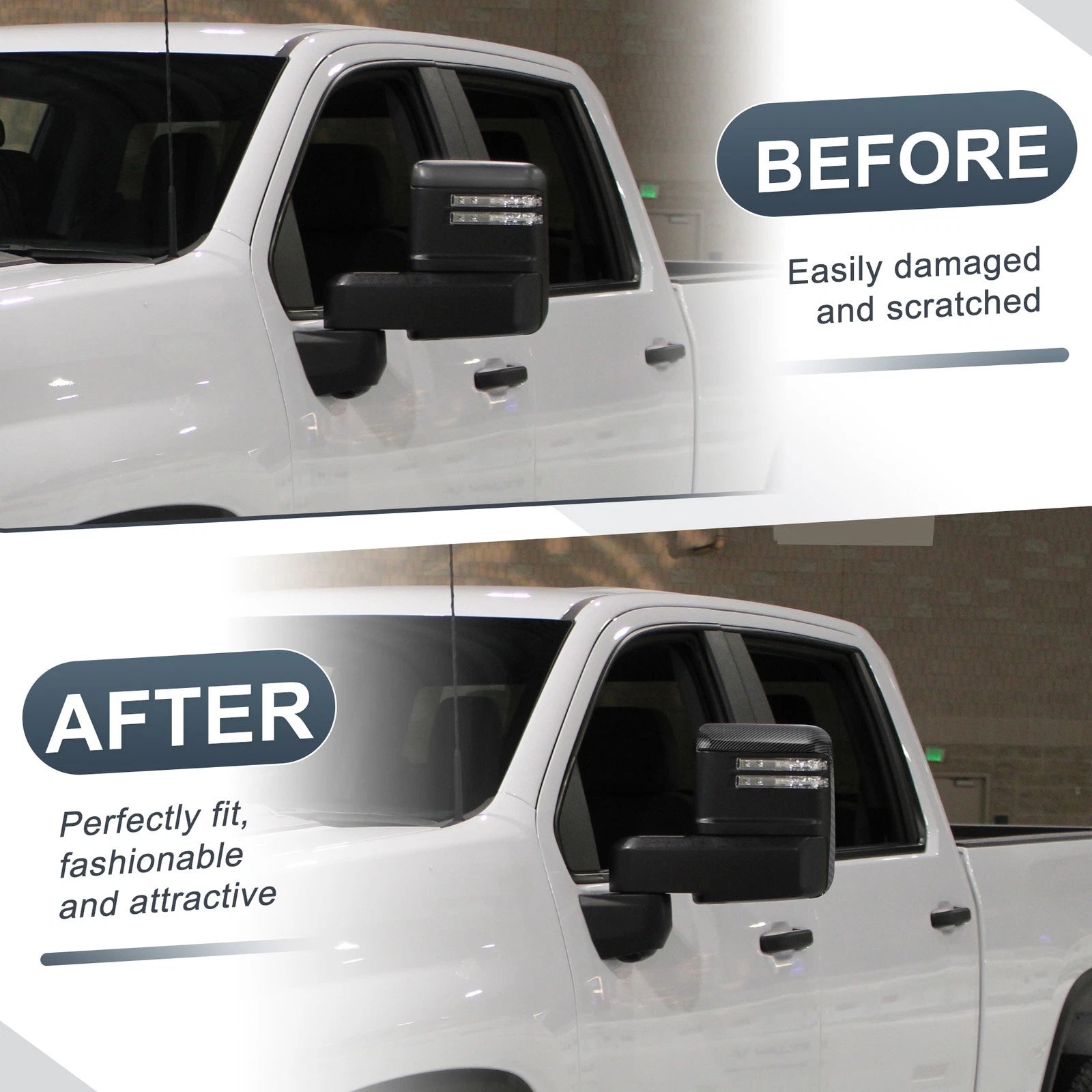 Rearview Mirror Cover Cap Set Black for Chevrolet Silverado for GMC (2014–2022)