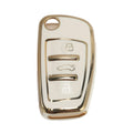 TPU Silicone Car Key Case White Gold Tone for Audi A1 A2 3 Buttons (2010–2018)