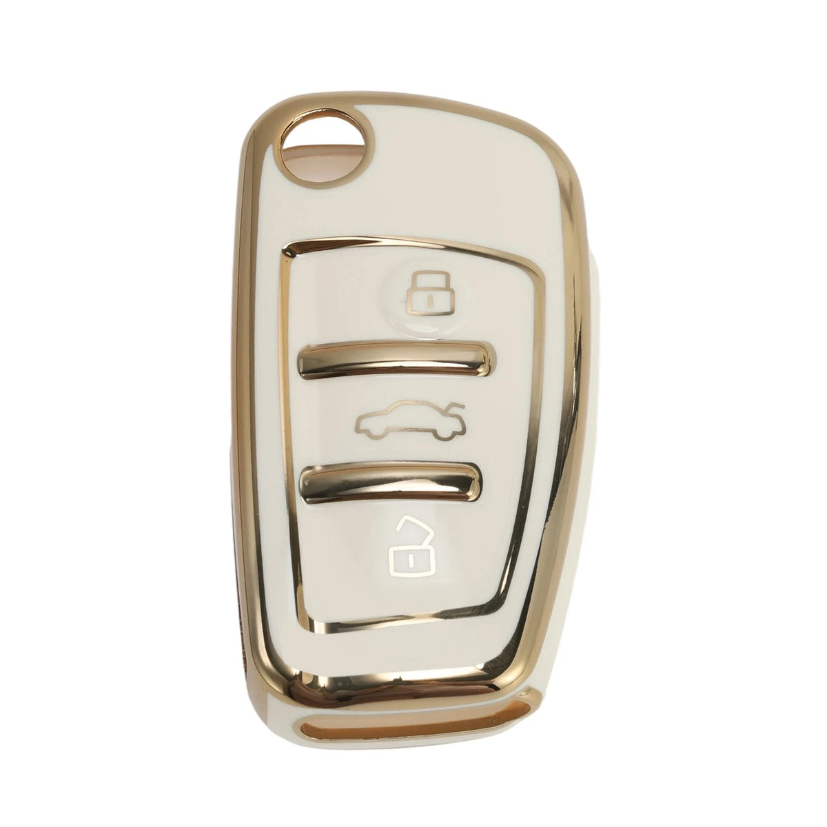 TPU Silicone Car Key Case White Gold Tone for Audi A1 A2 3 Buttons (2010–2018)