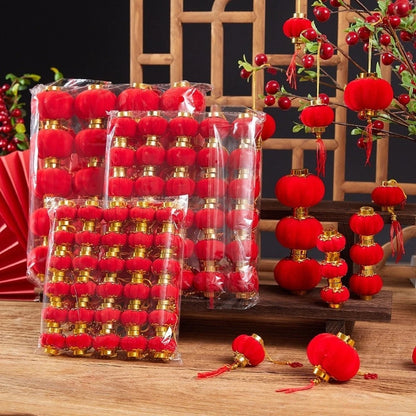 Weather Resistant Red Flocking Lantern for Holiday Celebrations