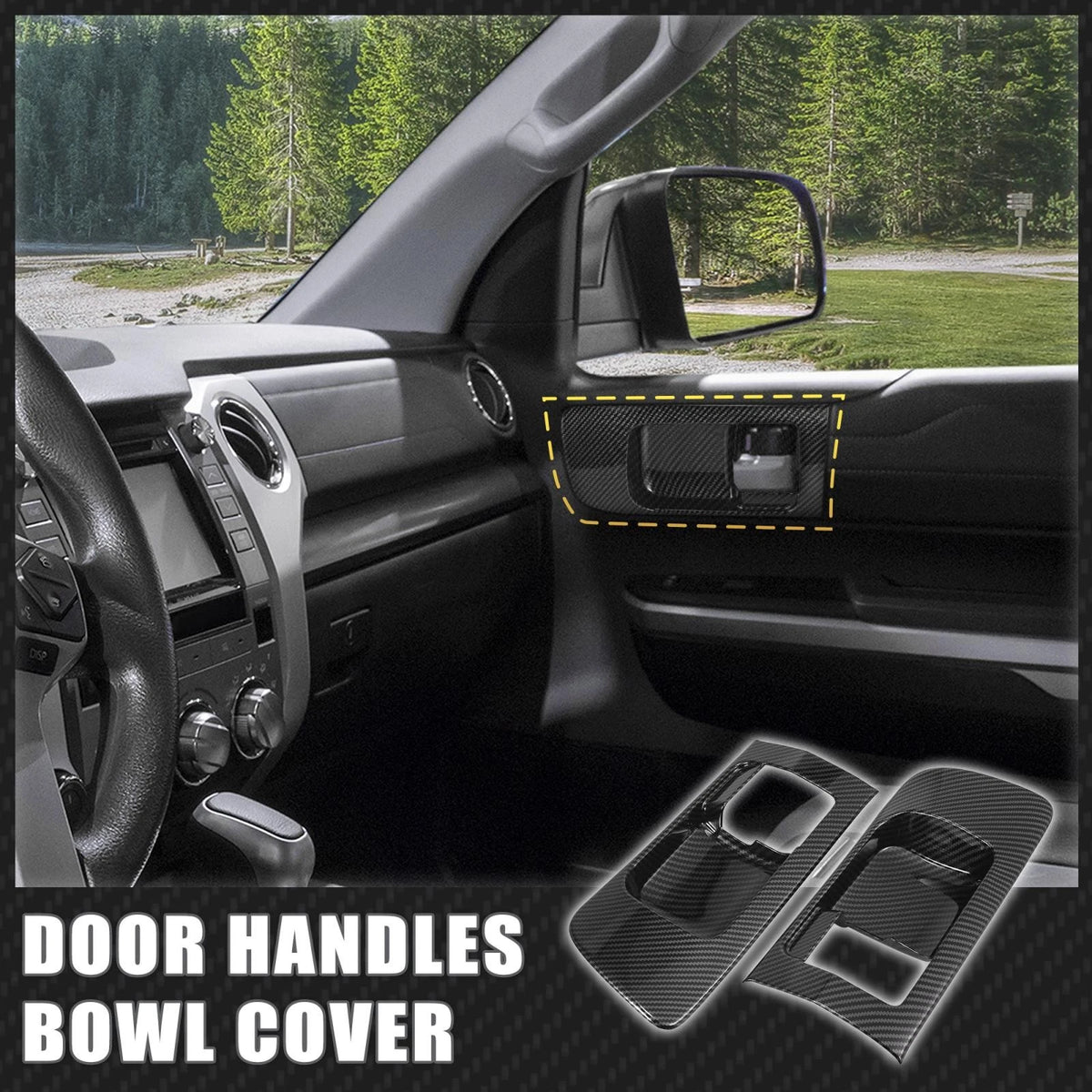Front Door Handle Bowl Cover Trims Carbon Fiber Pattern for Toyota Tundra (2014–2021)