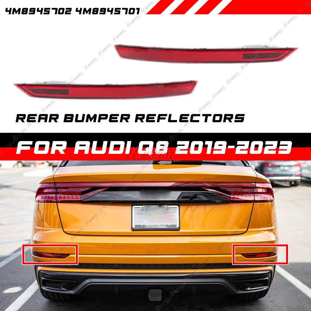 2X Rear Bumper Reflector Lamp Lens for Audi Q8 RSQ8 (2019–2022) RED