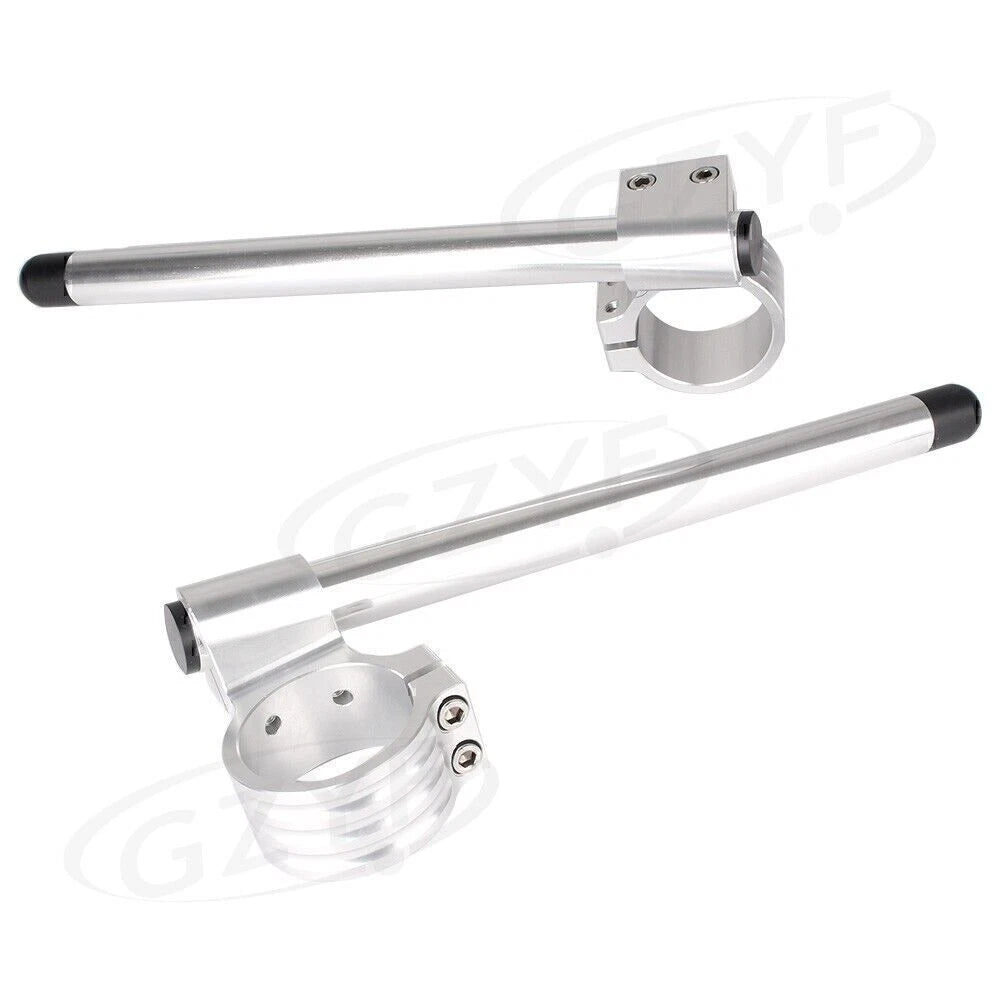 1 Pair Clip On Handlebars for Universal Motorcycle (52mm) Silver