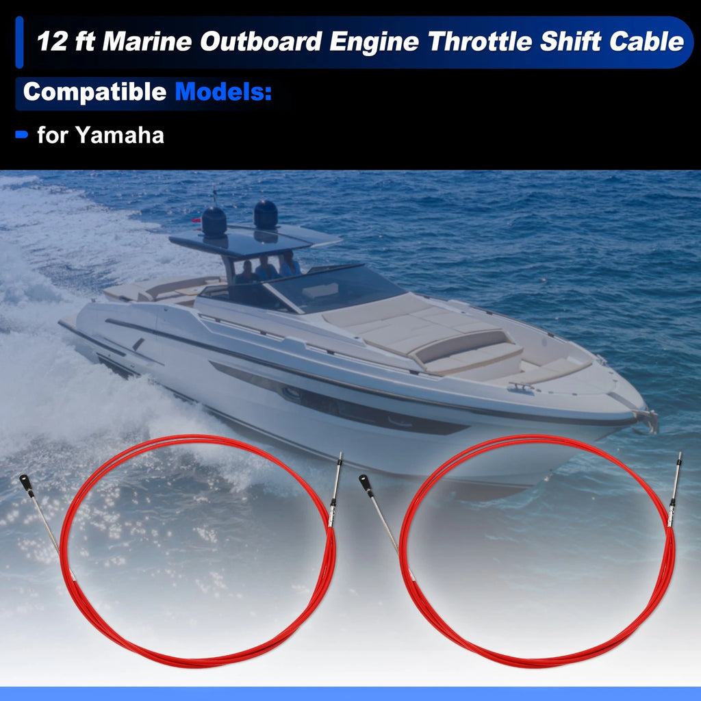 2 pcs Throttle Shift Control Cable for Yamaha Boat (Replace Red)