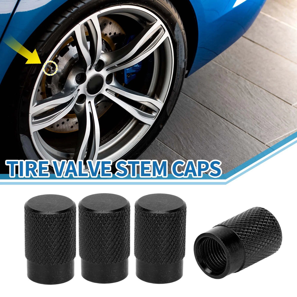 Tire Valve Stem Caps 11mm Black Replacement for SUV Bike RV (4pcs)