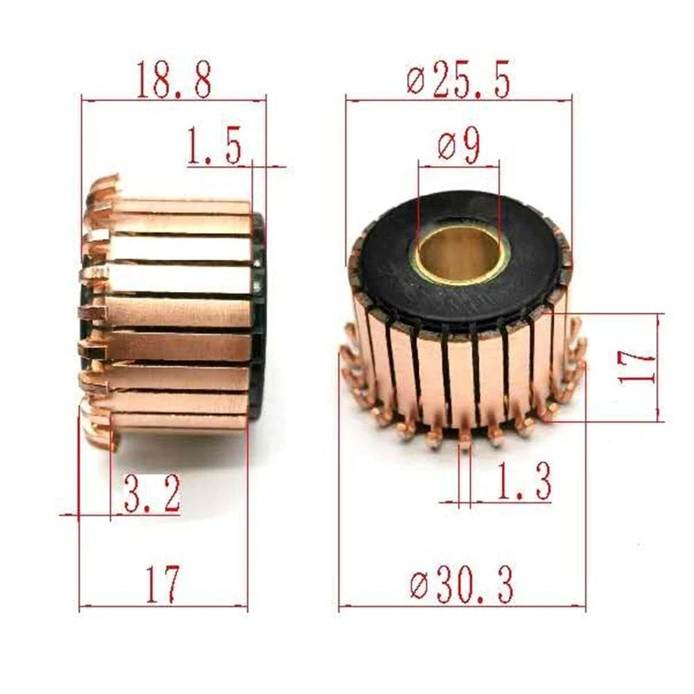 Motor Commutator 24P Copper Hook 25.5x9x17(18.8)mm for Power Tools