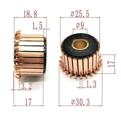 Motor Commutator 24P Copper Hook 25.5x9x17(18.8)mm for Power Tools