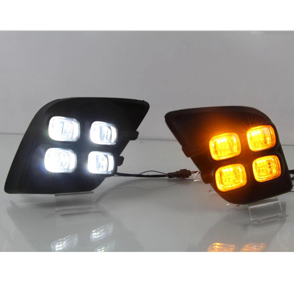 2X LED Fog Lamp Bezel DRL for Toyota Hilux (2015–2017)