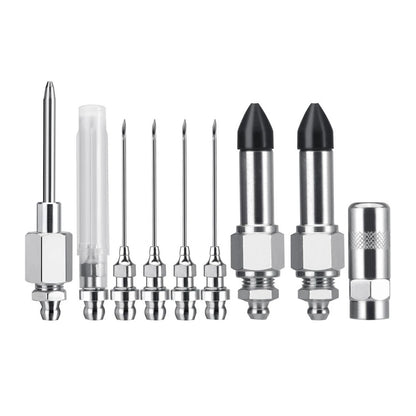 Grease Gun Injector Needle Nozzle Kit with Rubber Adapter (9 Pcs)