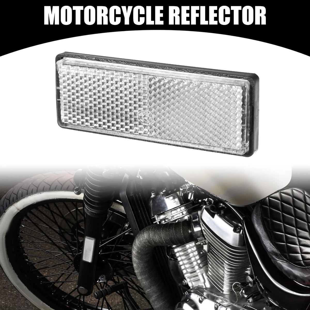 4PCS Universal Rectangle Motorbike Reflector White 3.46x1.26 for Any Vehicle