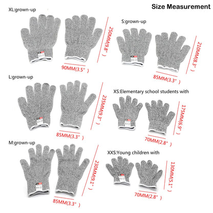 Cut-Resistant Stretch Gloves for Kids (6-8 Years) Level 5 Protection - 6 Pair