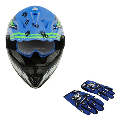 Youth Full Face Helmet Set for ATV Motocross (DOT Approved)