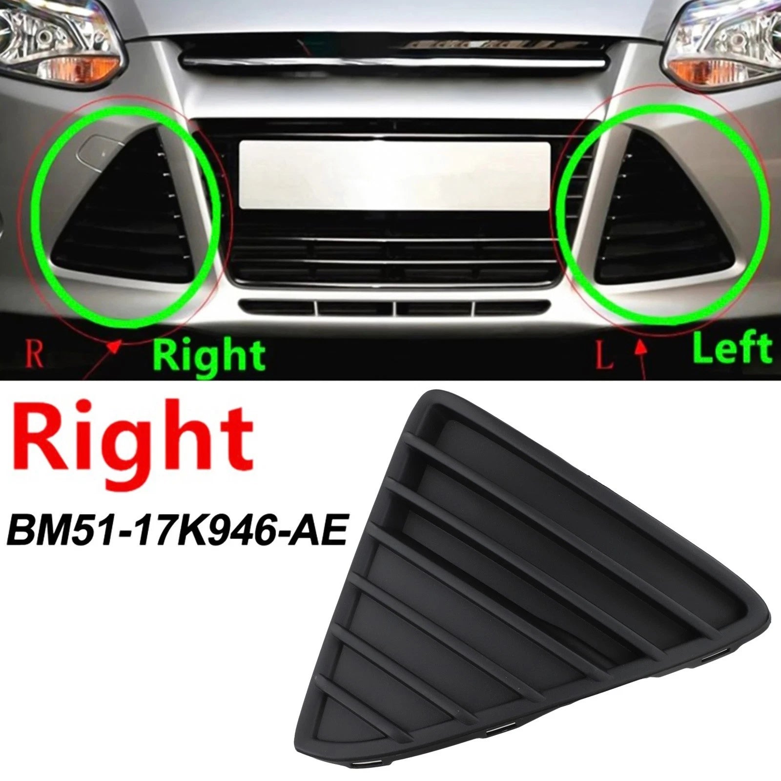 Matte Black Front Bumper Triangle Grill Cover for Ford Focus (2012–2018)
