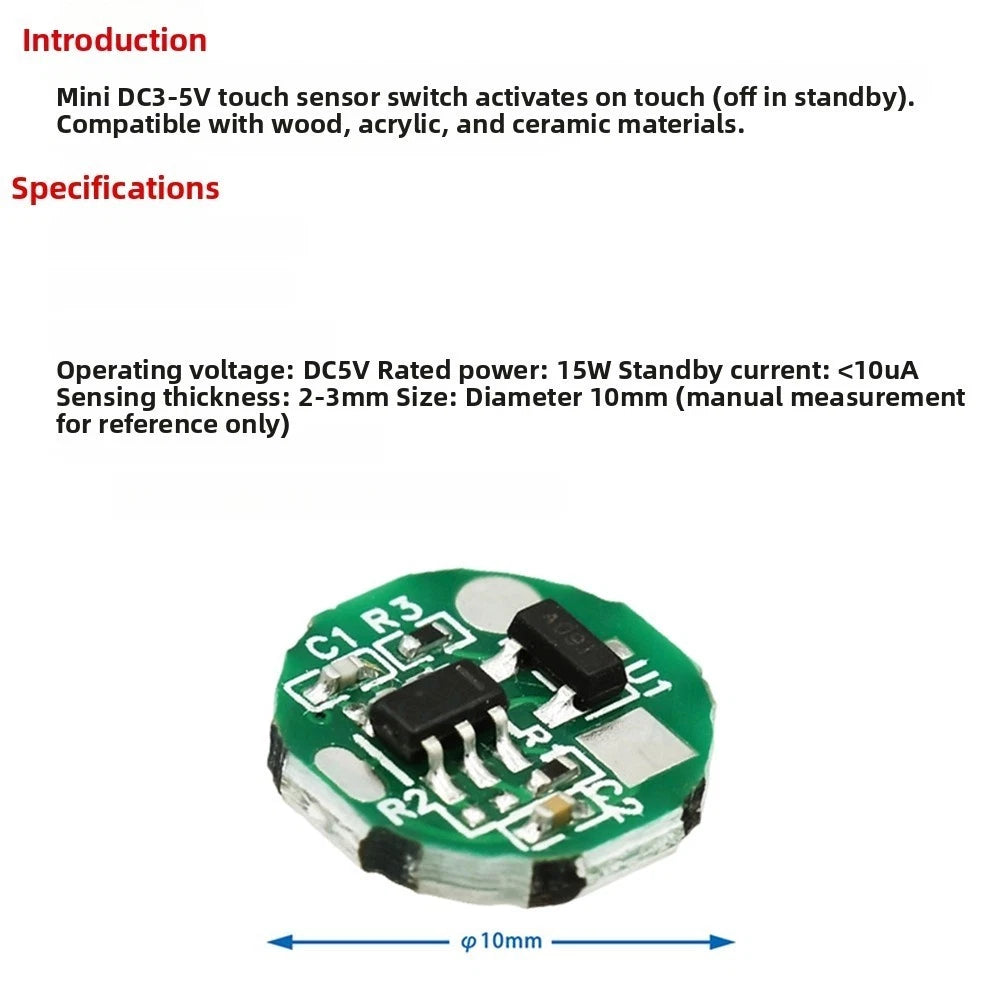 Touch Switch for DC5V Mirror Light (10mm, Normally Open)