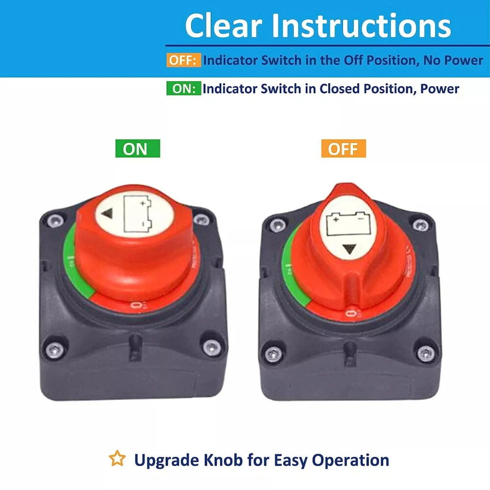 Battery Switch for Marine Boat Car Master Power Cut Off Disconnect (12-48V)
