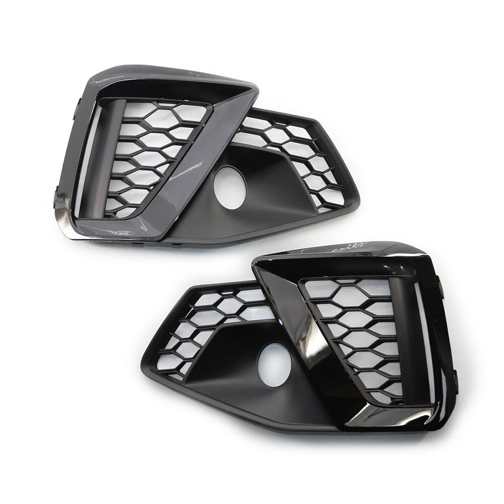 Front Bumper Fog Light Grille for Audi A4L (2020–2022) Gloss Black