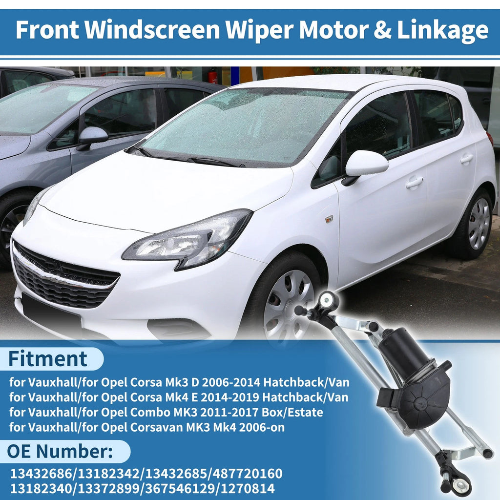Front Windscreen Wiper Motor w/ Linkage for Vauxhall Corsa (2000–2006)