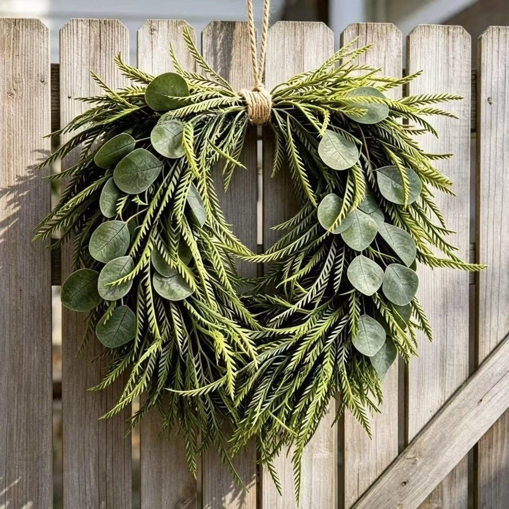 50cm Plastic Wreath with Eucalyptus and Fern for Easy Hanging Decor