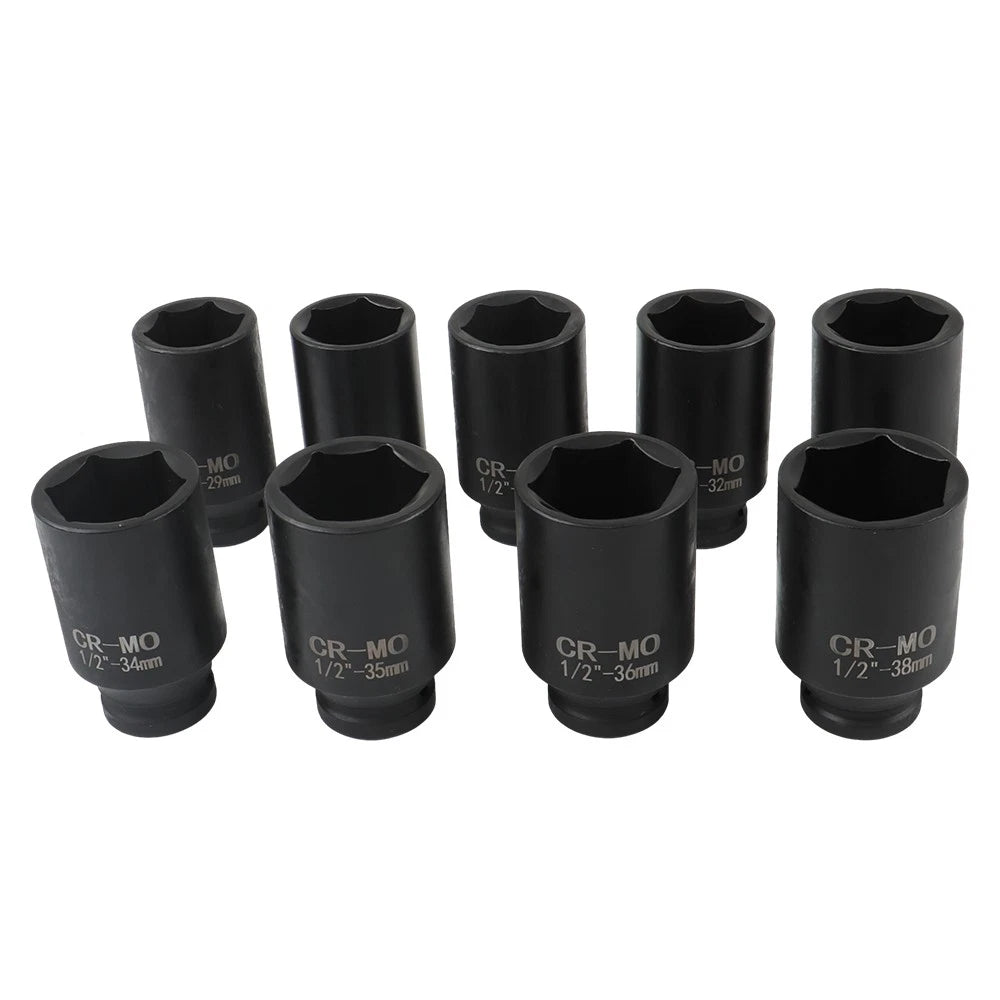 9Pcs Deep Impact Socket Set for Axle Hub Nut (29-38mm)