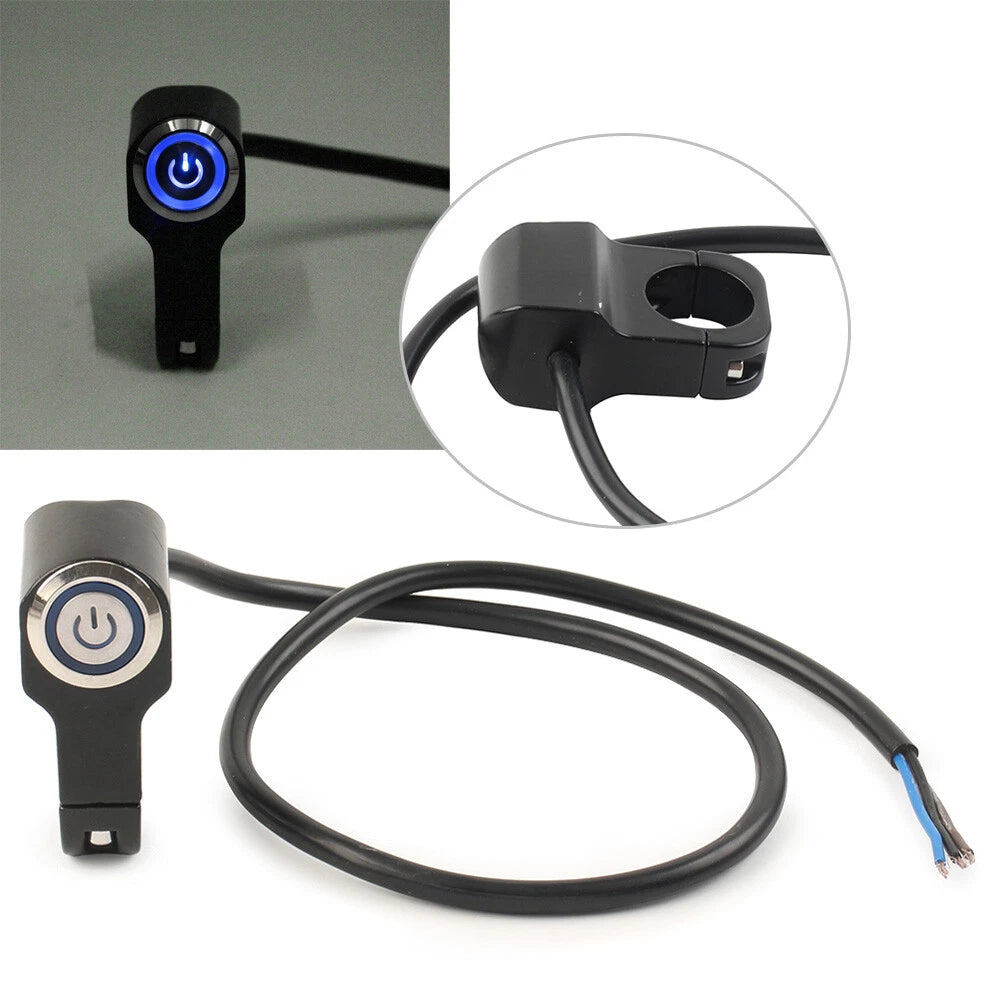 Motorcycle On Off Switch Button Handlebar Headlight Fog Spot Light LED Blue