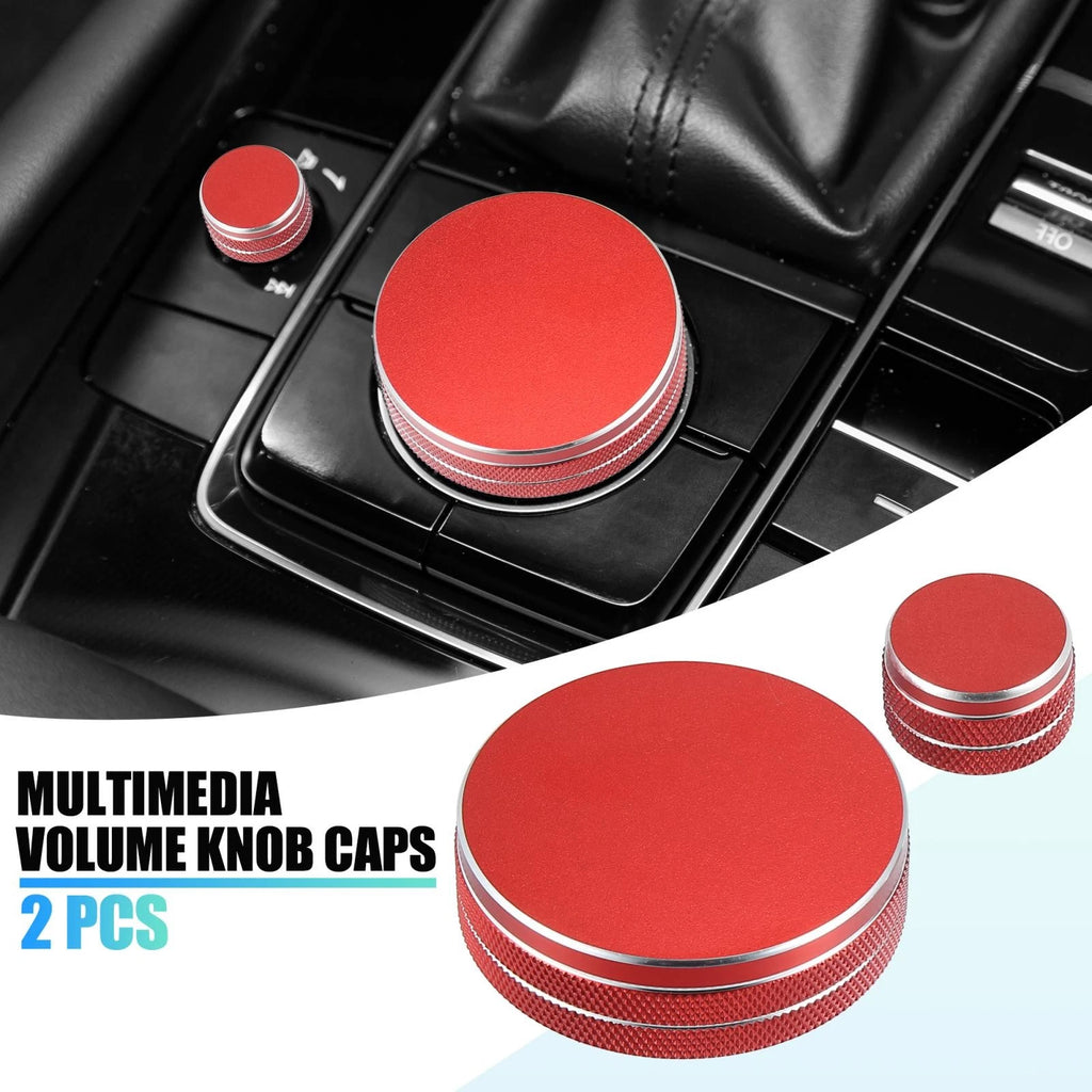 2pcs Multimedia Volume Knob Caps Replacement for Mazda 6 (2014–2020) Red