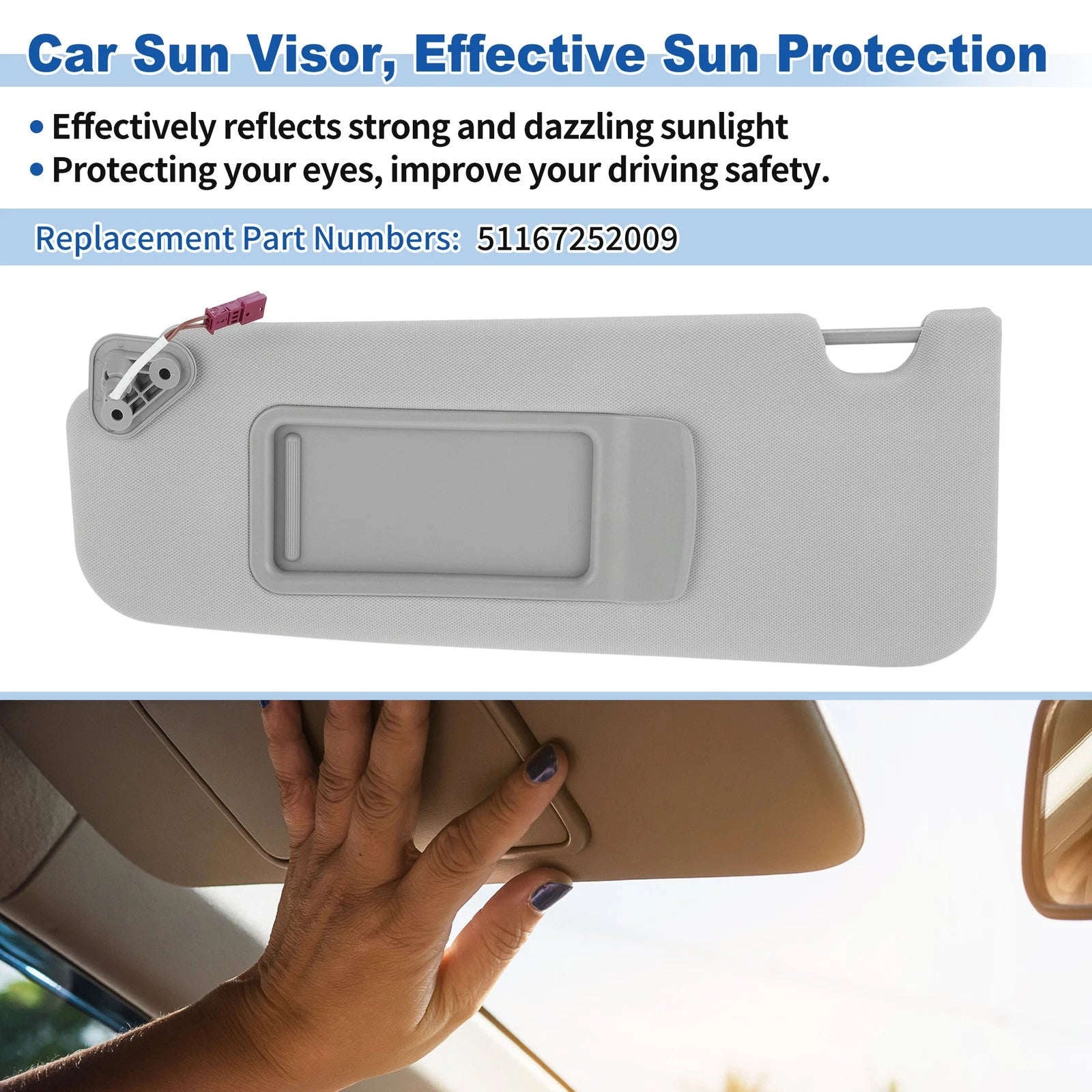 Left Side Sun Visor for BMW 3 Series E90/E91 (2005–2008) No. 51167252009