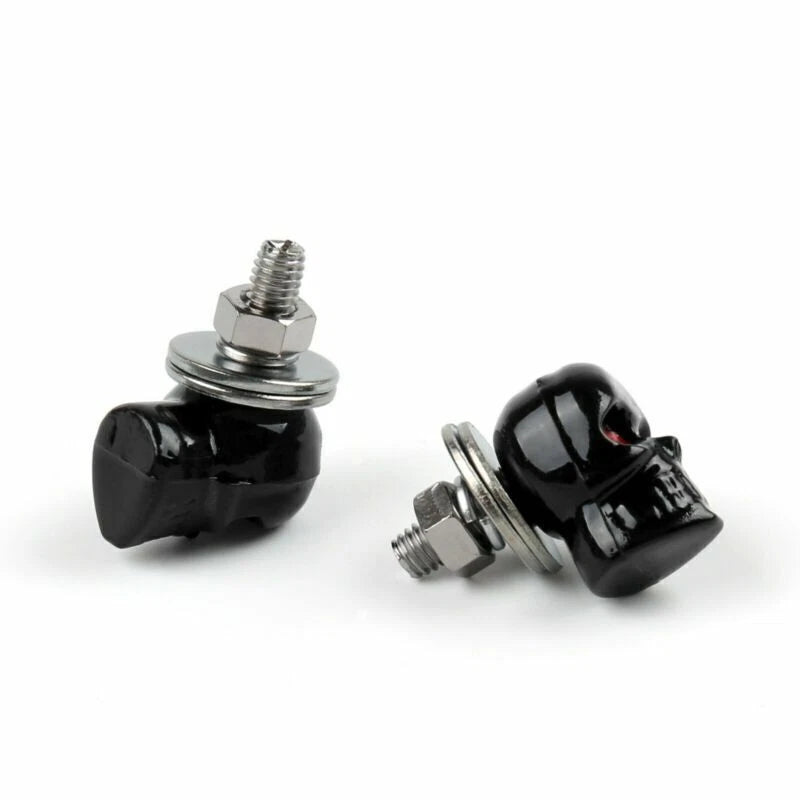 2X Black Skull License Plate Frame Screw Bolt T9 for Universal Motorcycle