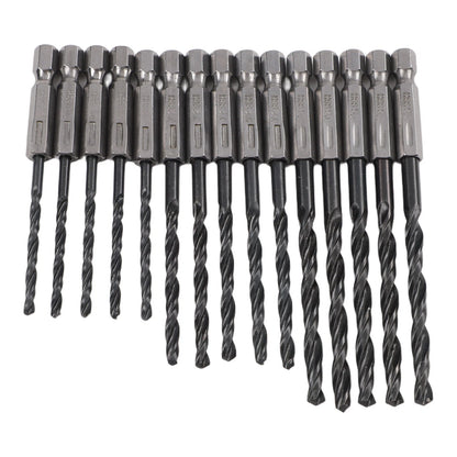 15pcs HSS Nitrogen Black Drill Bit Set with Hex Shank Quick Change