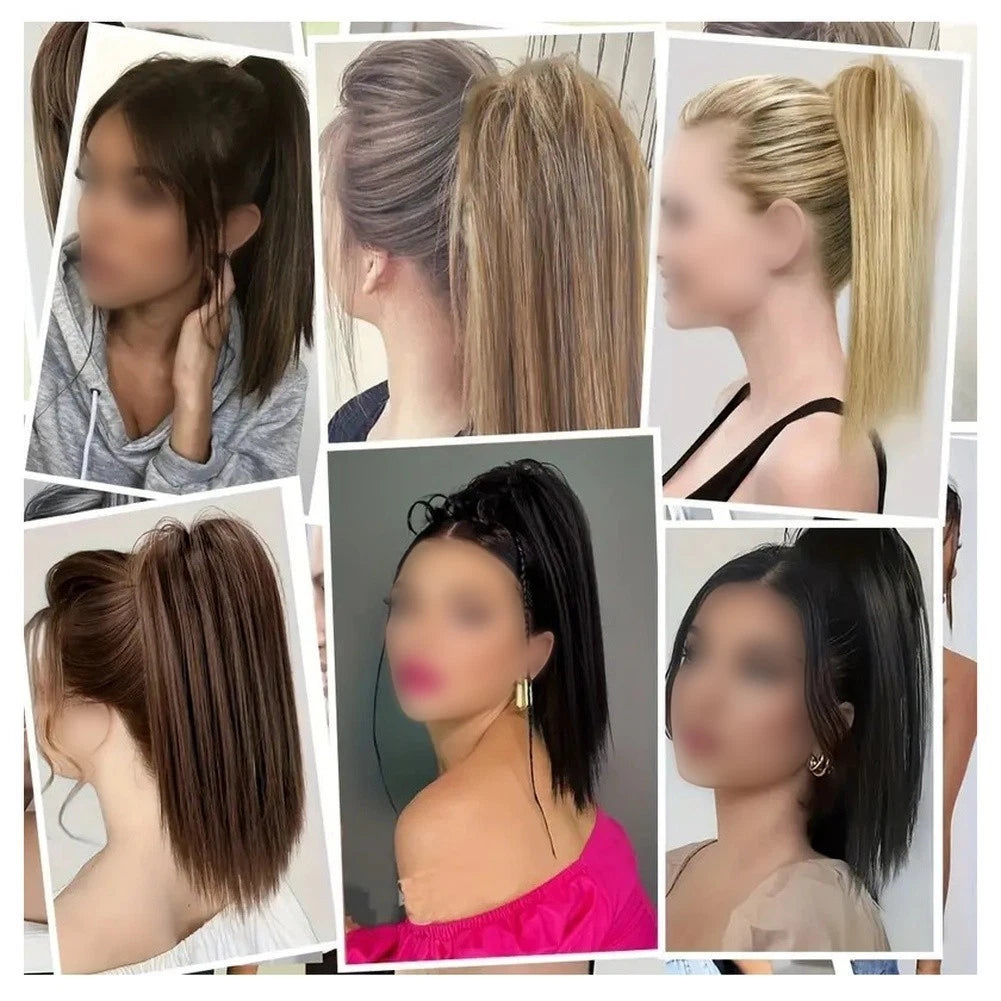 Synthetic Hair Ponytail Extensions Half Up 35cm High Temp Wire