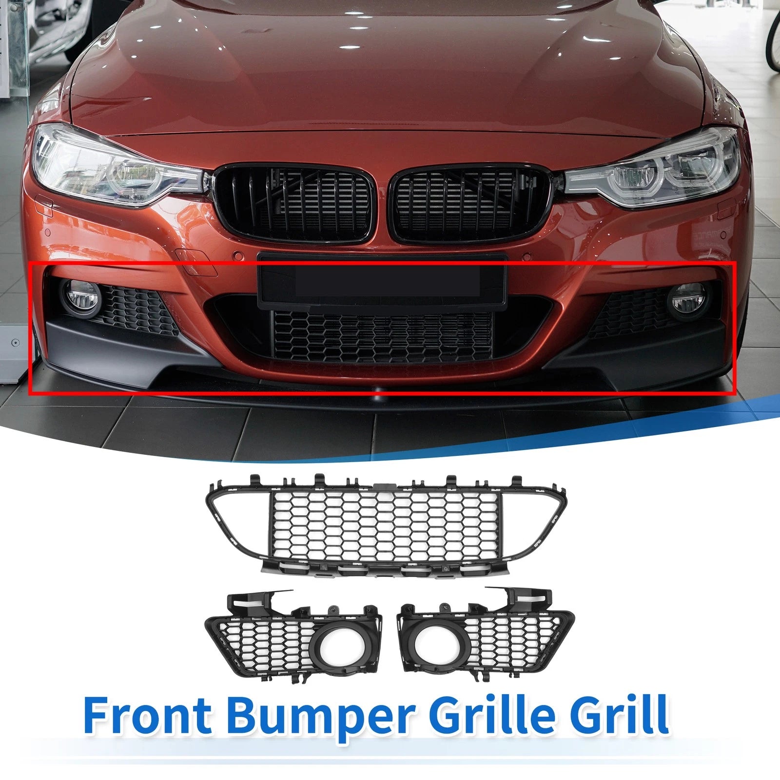 Front Lower Bumper Grille Grill for BMW 320i Base (2013–2018)
