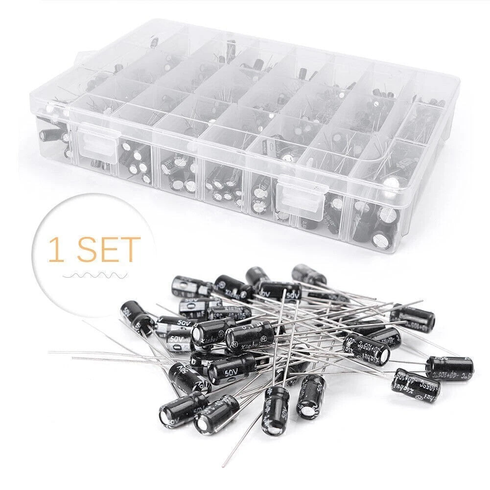 Set of 24 Electrolytic Capacitors 0.1uF-1000uF Assortment Kit