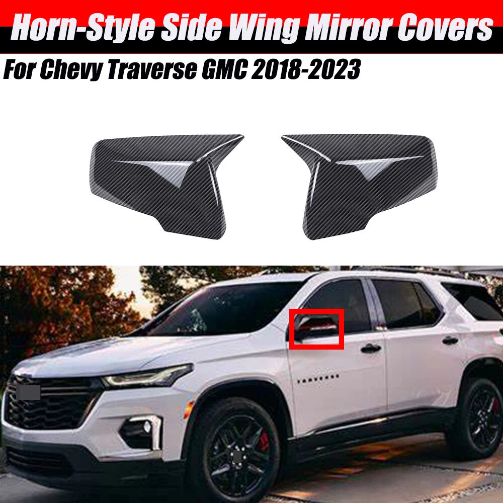 Carbon Look Side Wing Mirror Cover Caps for Chevy Traverse GMC (2018–2023)