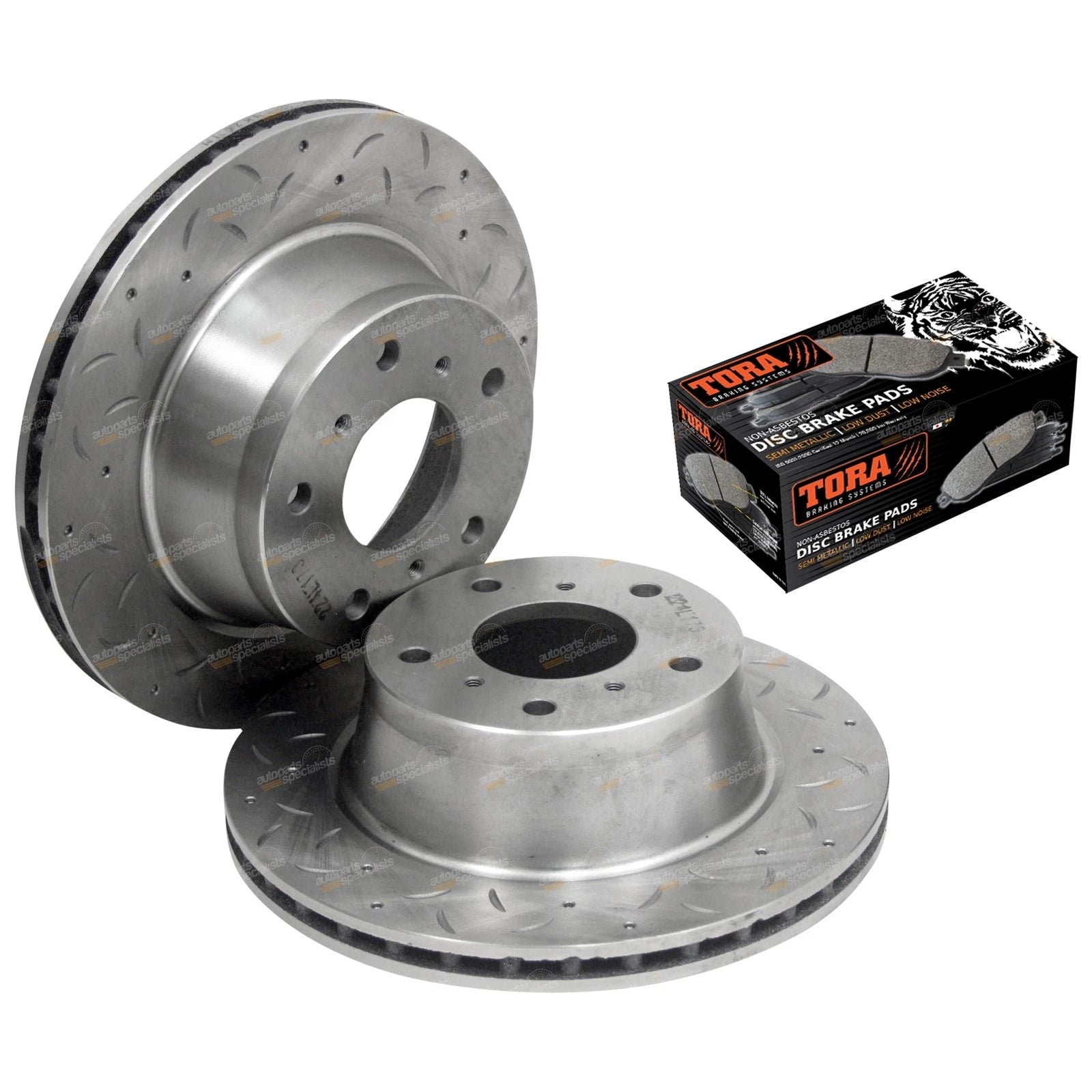 2 Front Dimpled + Slotted Disc Rotors + Brake Pads for Commodore VR VS (1993–1997)
